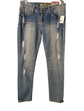 Wallflower Ankle Biter Skinny Jeans Juniors Size 9 Reg Medium Wash Distressed